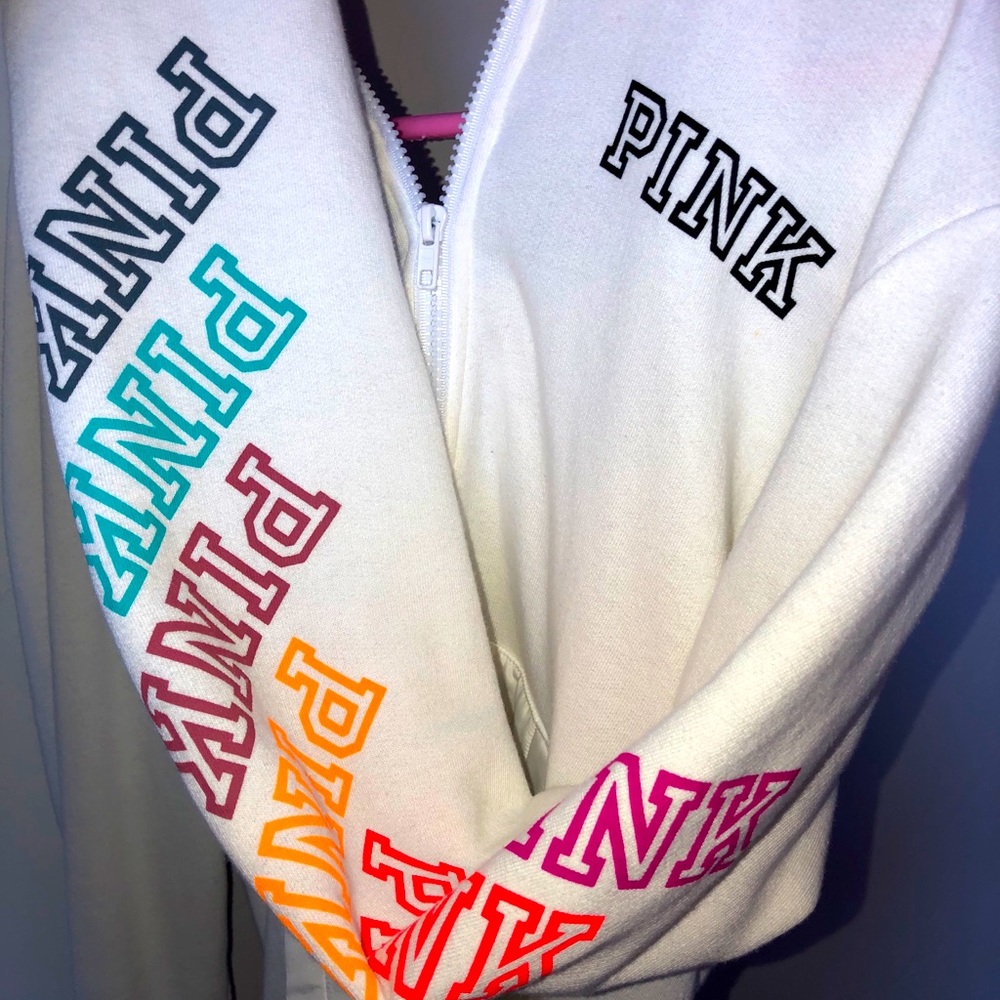 PINK White Zip-Up